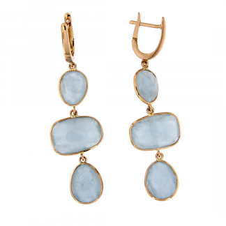 Orecchini in oro rosa 18kt con acquamarina milk forme irregolari brio