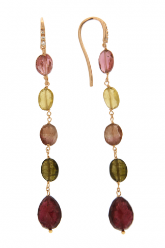 Orecchini in oro rosa 18kt con tormalina ovale e diamanti GVS1