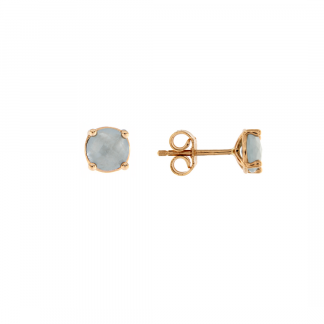 Orecchini in oro rosa 18kt con acquamarina milk tondo brio 6mm