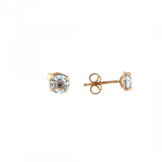 Orecchini in oro rosa 18kt con Topazio azzurro tondo brio 6mm