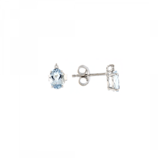 Orecchini in oro bianco 18kt con acquamarina ovale 7x5mm 1,42ct e diamanti GVS1