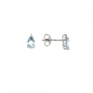 Orecchini in oro bianco 18kt con acquamarina goccia 7x5mm 1,20ct e diamanti GVS1