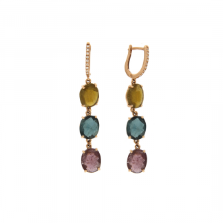 Orecchini in oro rosa 18kt con tormalina e diamanti GVS1