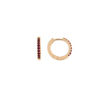 Orecchini in oro rosa 18kt con rubini taglio brillante
