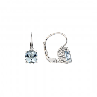 Orecchini in oro bianco 18kt con acquamarina antico 6mm e diamanti GVS1