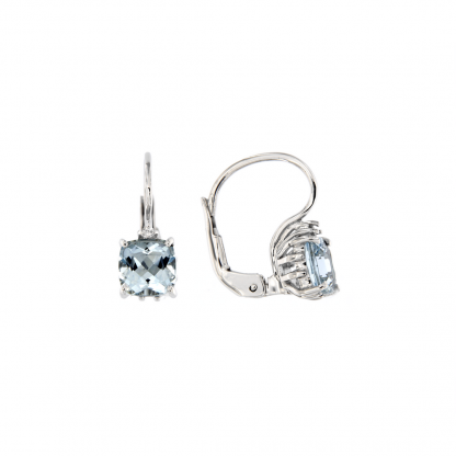 Orecchini in oro bianco 18kt con acquamarina antico 6mm e diamanti GVS1