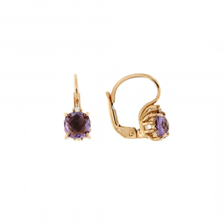 Orecchini in oro rosa 18kt con ametista antico brio e diamanti GVS1