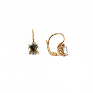 Orecchini in oro rosa 18kt con topazio azzurro antico brio e diamanti GVS1