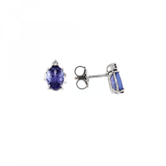 Orecchini in oro bianco 18kt con tanzanite ovale 7x5mm e diamanti GVS1