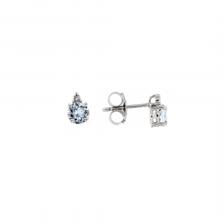 Orecchini in oro bianco 18kt con acquamarina taglio brillante 5mm e diamanti GVS1