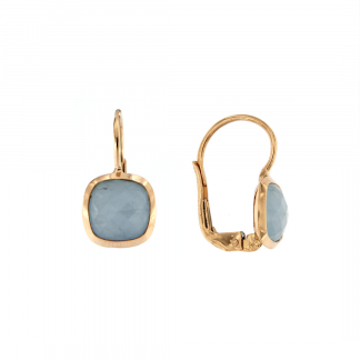 Orecchini in oro rosa 18kt con acquamarina milk antico brio