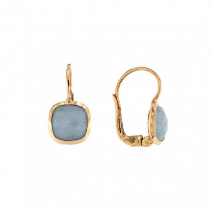 Orecchini in oro rosa 18kt con acquamarina milk antico brio