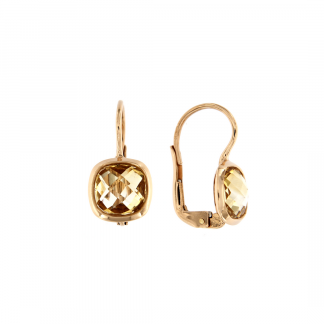 Orecchini in oro rosa 18kt con citrino antico brio 8mm
